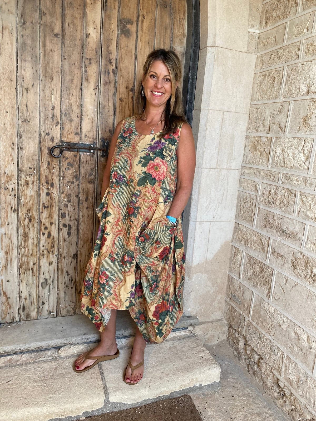 Floral Tapestry Linen and Cotton floral dress