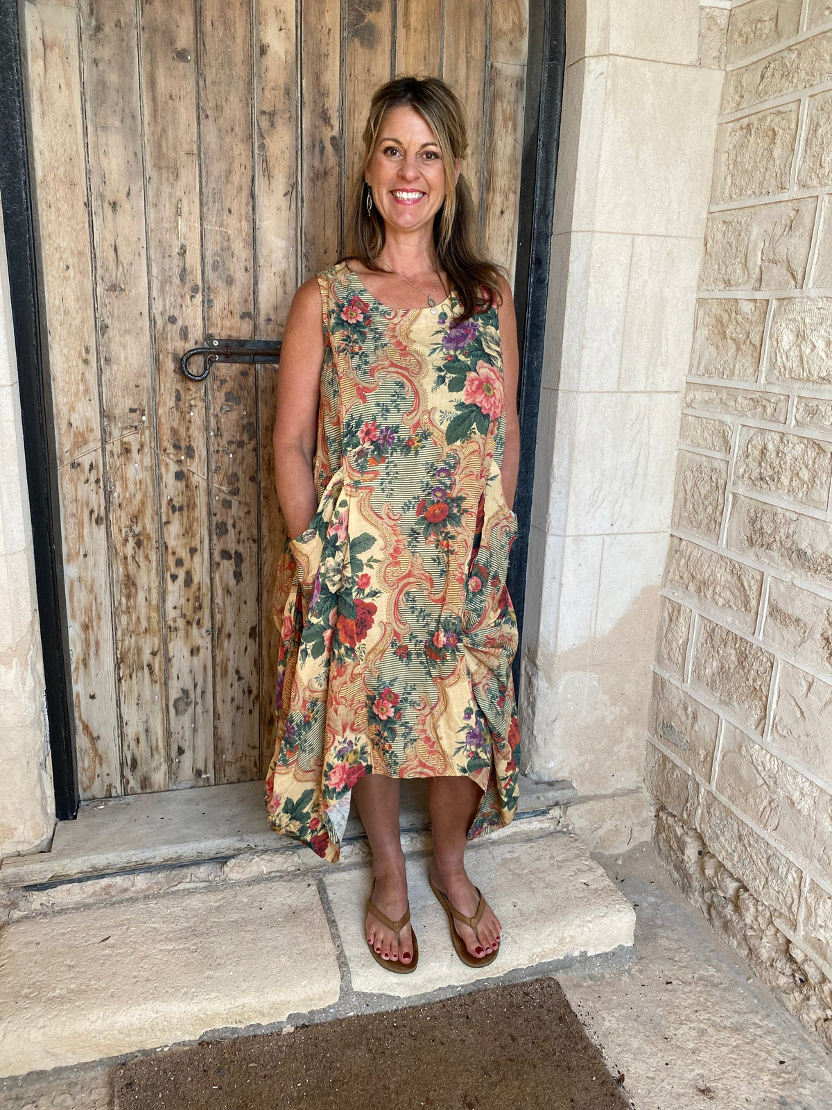 Floral Tapestry Linen and Cotton floral dress