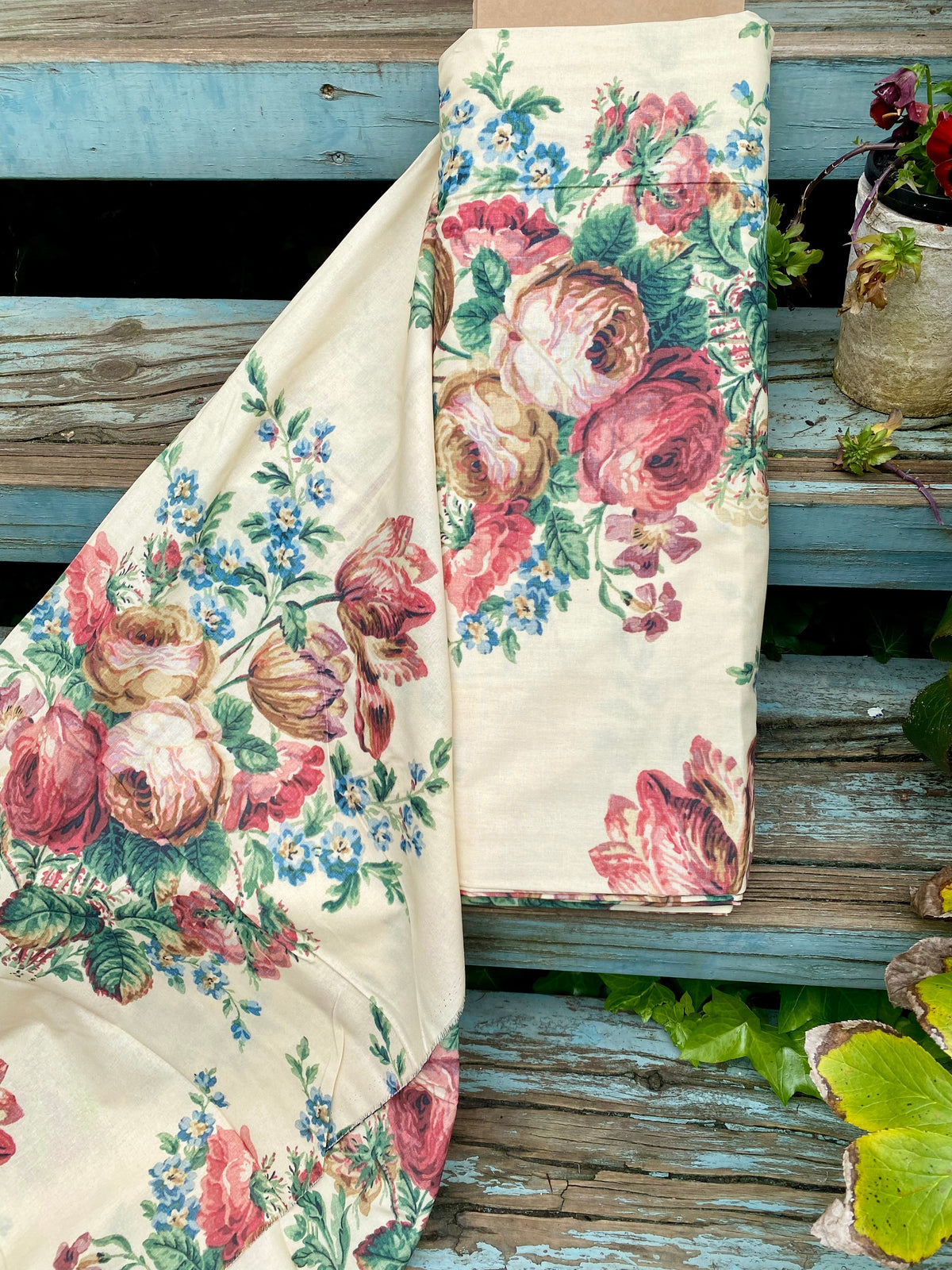 Poetry of Flowers fabric Collection. Heritage Rose Bouquet.