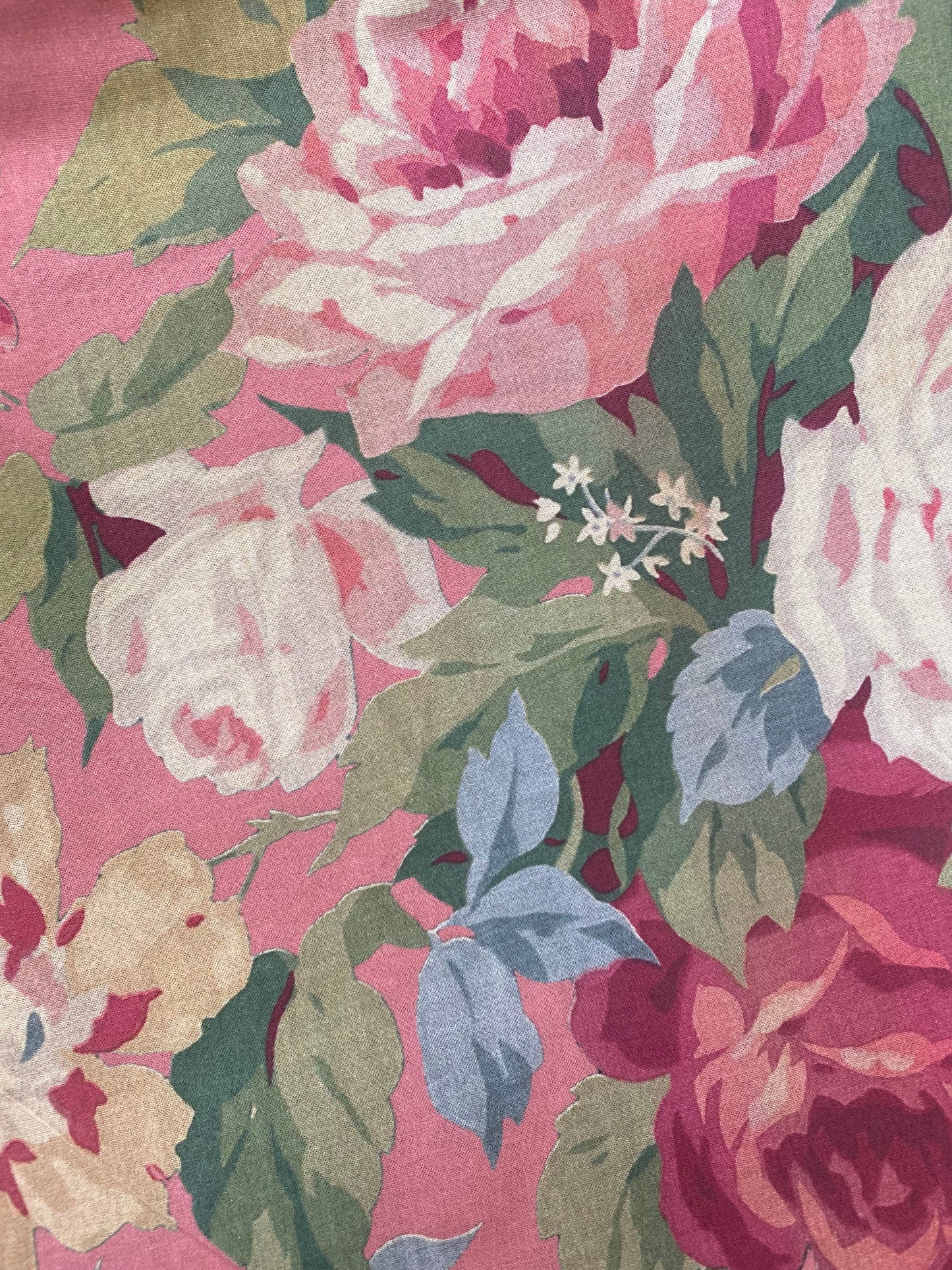 Poetry of Flowers Fabric Collection. Garden Party Rose Bouquet . Coral Background