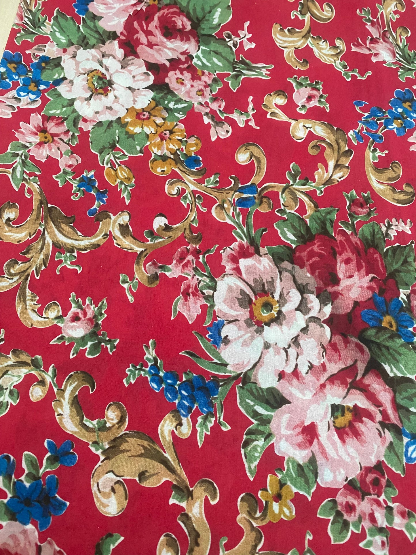 Poetry of Flowers Fabric Collection. Madame Treacle`s Garden . Regency Red