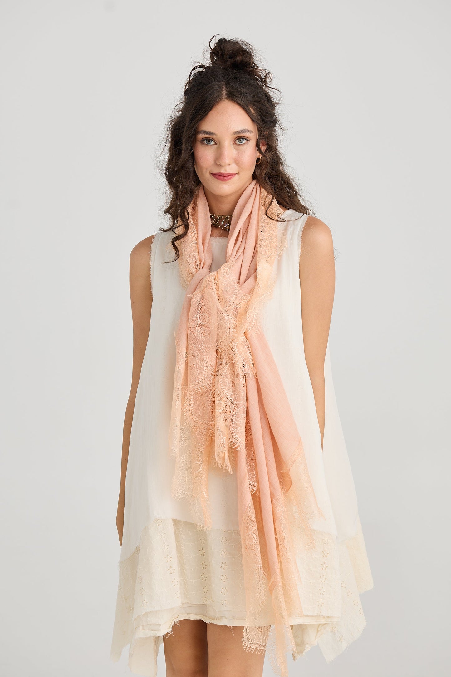 Midsummer`s Dream scarf.  Peach Rose