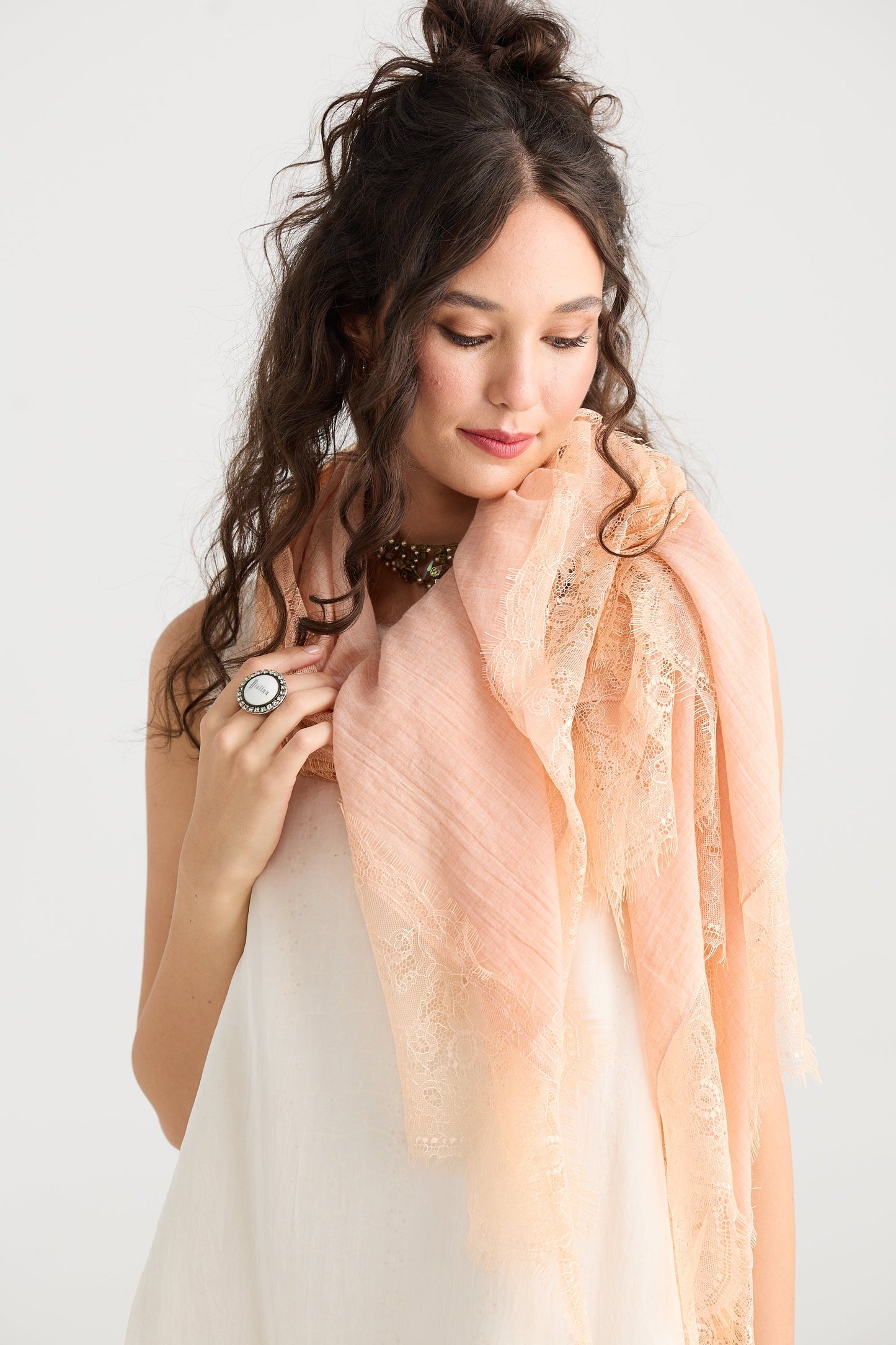 Midsummer`s Dream scarf.  Peach Rose