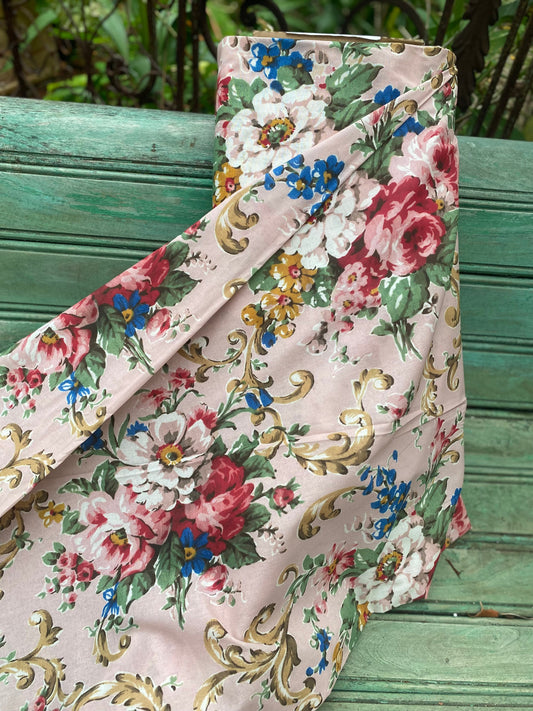 Poetry of Flowers Fabric Collection. Madame Treacle`s Garden .  Blush background.