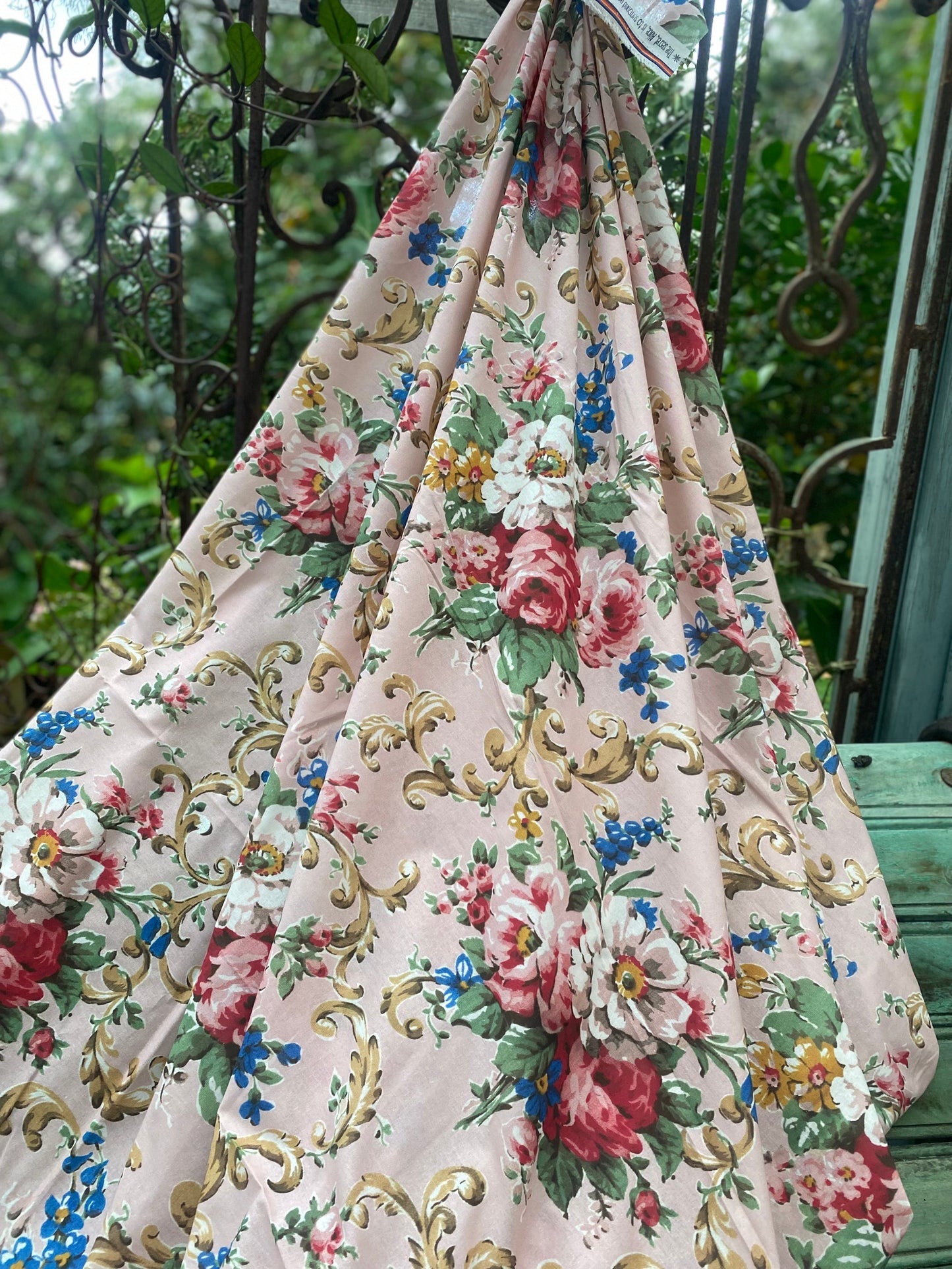 Poetry of Flowers Fabric Collection. Madame Treacle`s Garden .  Blush background.