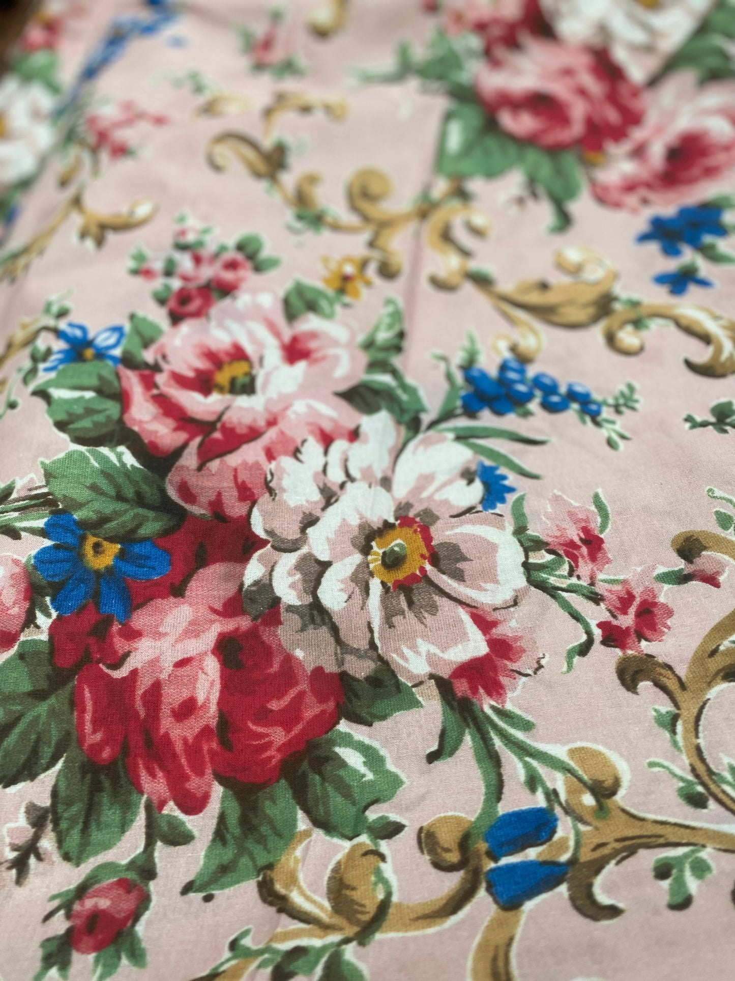 Poetry of Flowers Fabric Collection. Madame Treacle`s Garden .  Blush background.
