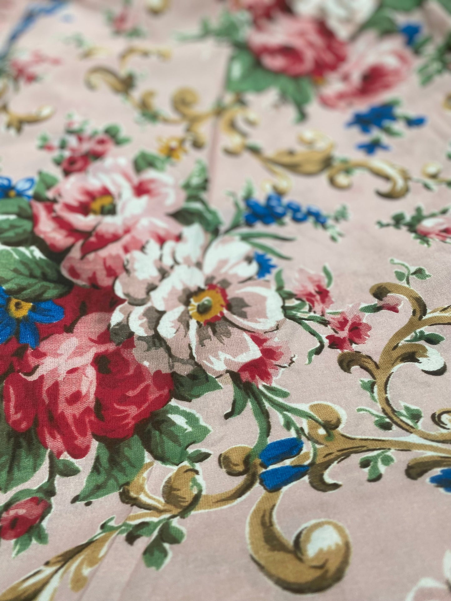 Poetry of Flowers Fabric Collection. Madame Treacle`s Garden .  Blush background.