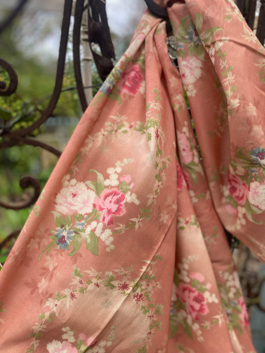 Poetry of Flowers Fabric Collection. Peach Posy Belle.