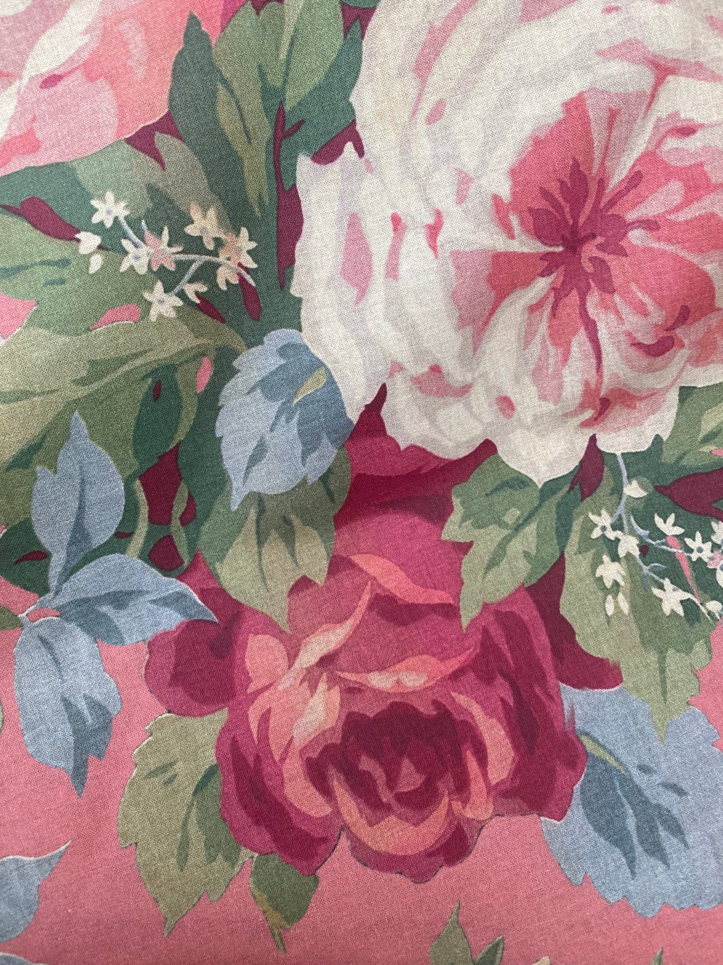 Poetry of Flowers Fabric Collection. Garden Party Rose Bouquet . Coral Background