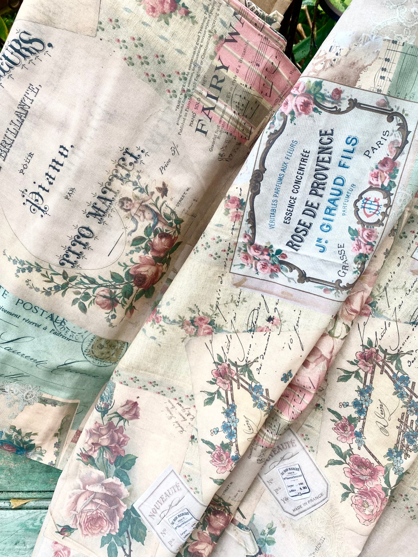 French Ephemera fabric collection.  N0 1 . Rose de Provence.