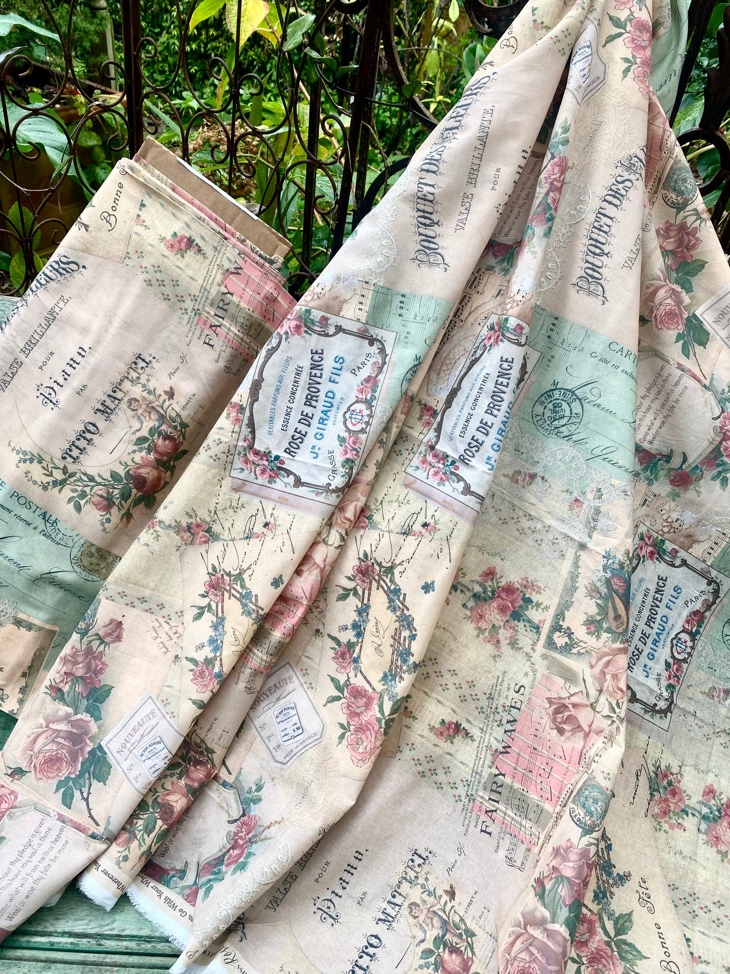 French Ephemera fabric collection.  N0 1 . Rose de Provence.