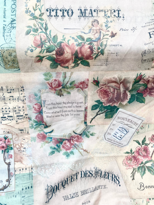 French Ephemera fabric collection.  N0 1 . Rose de Provence.