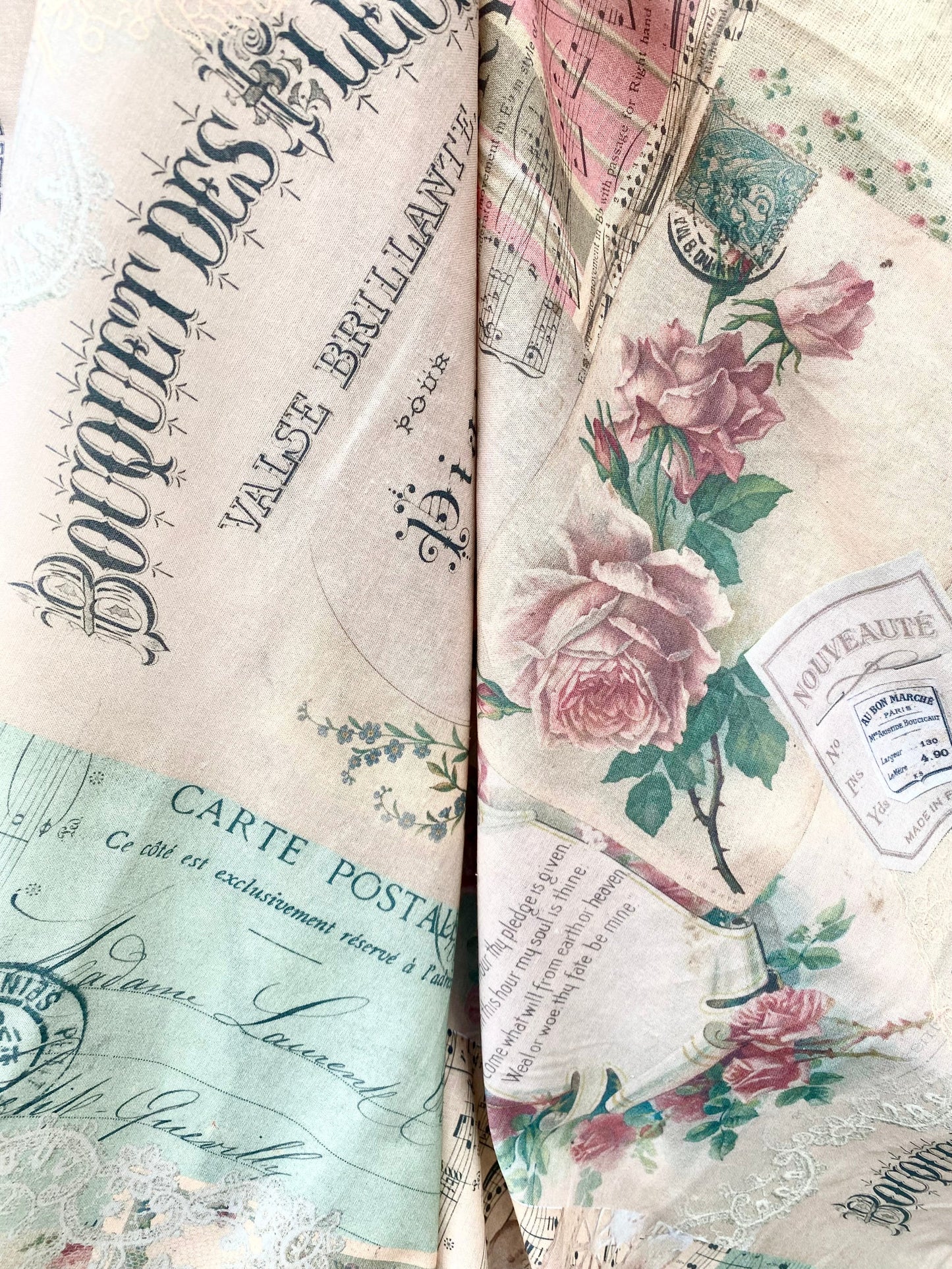 French Ephemera fabric collection.  N0 1 . Rose de Provence.