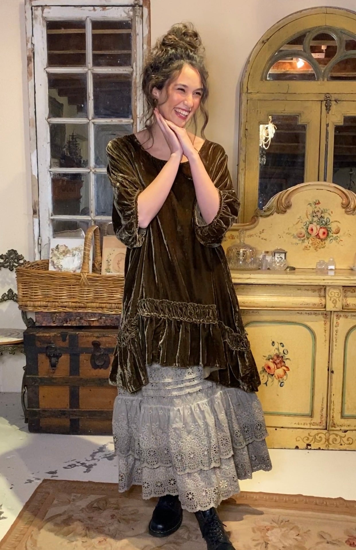 Serendipity lace Maxi skirt.  Peppercorn.