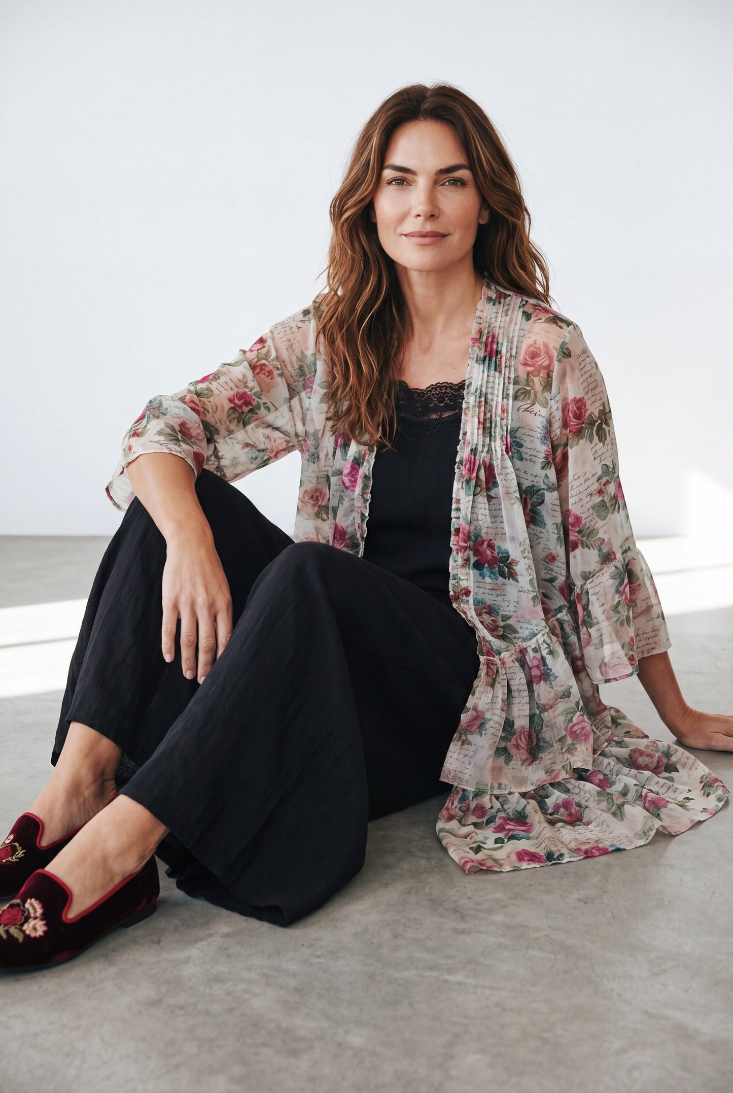 Titania sheer Floral Duster Coat. A Garden In Bloom