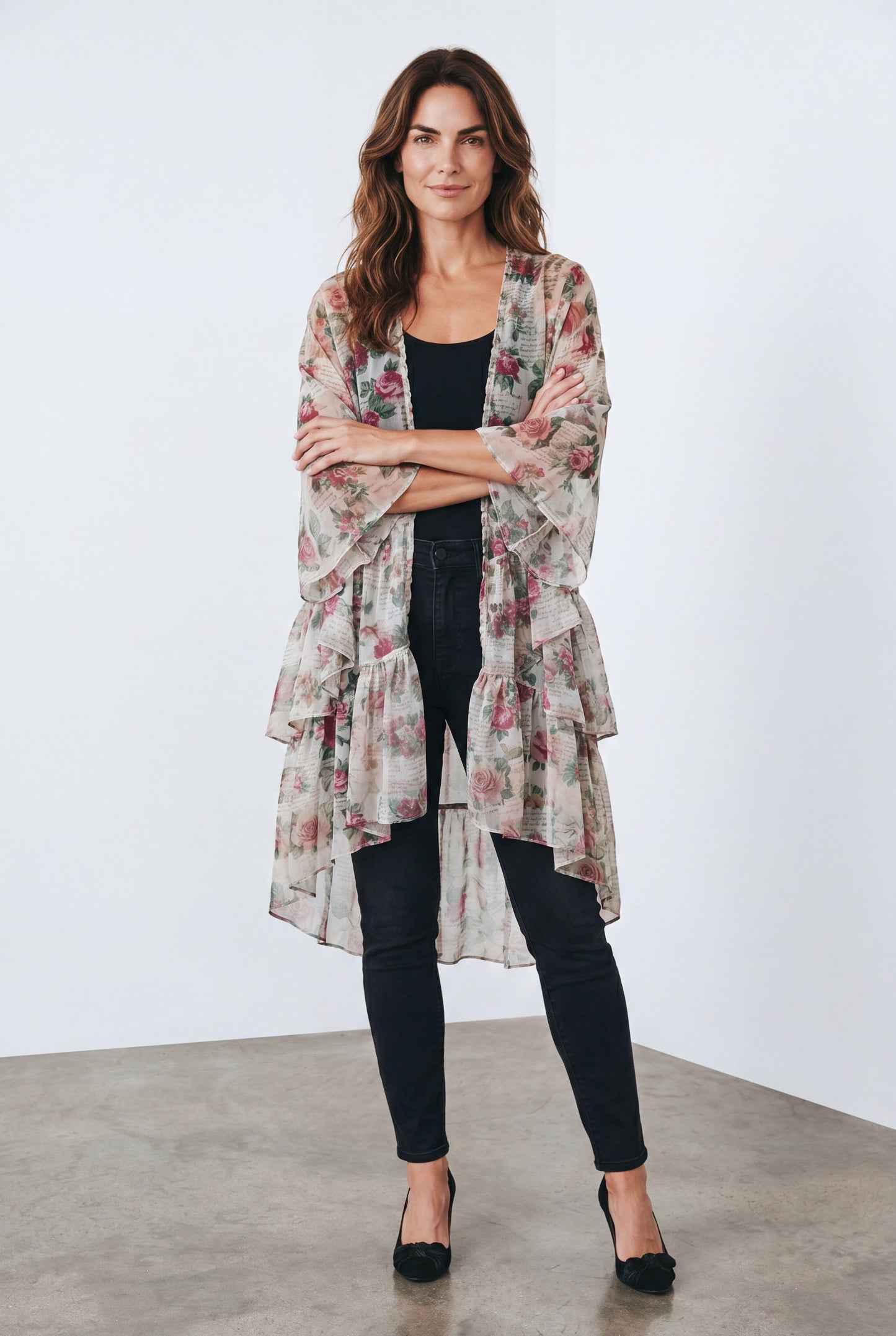 Titania sheer Floral Duster Coat. A Garden In Bloom
