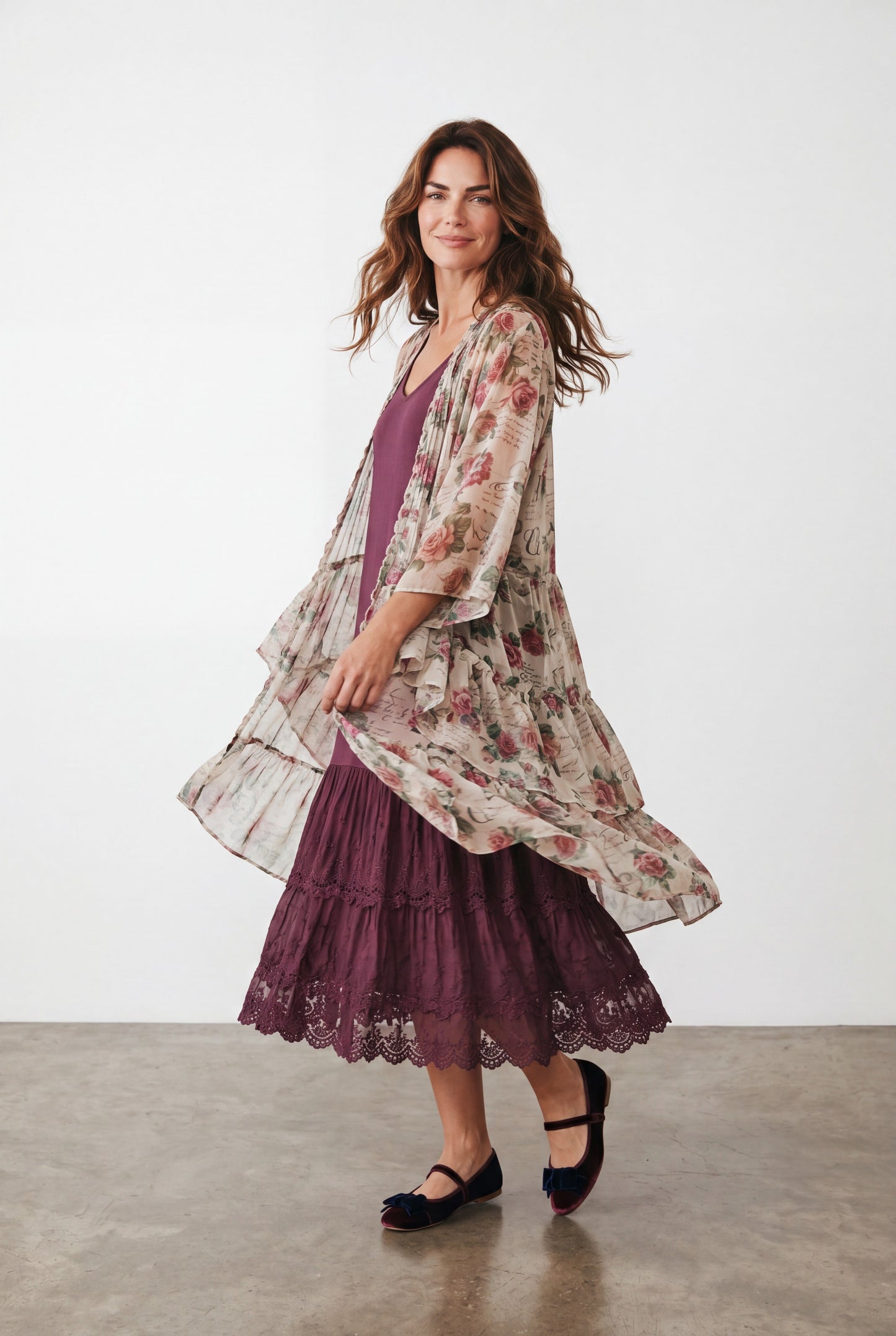Titania sheer Floral Duster Coat. A Garden In Bloom