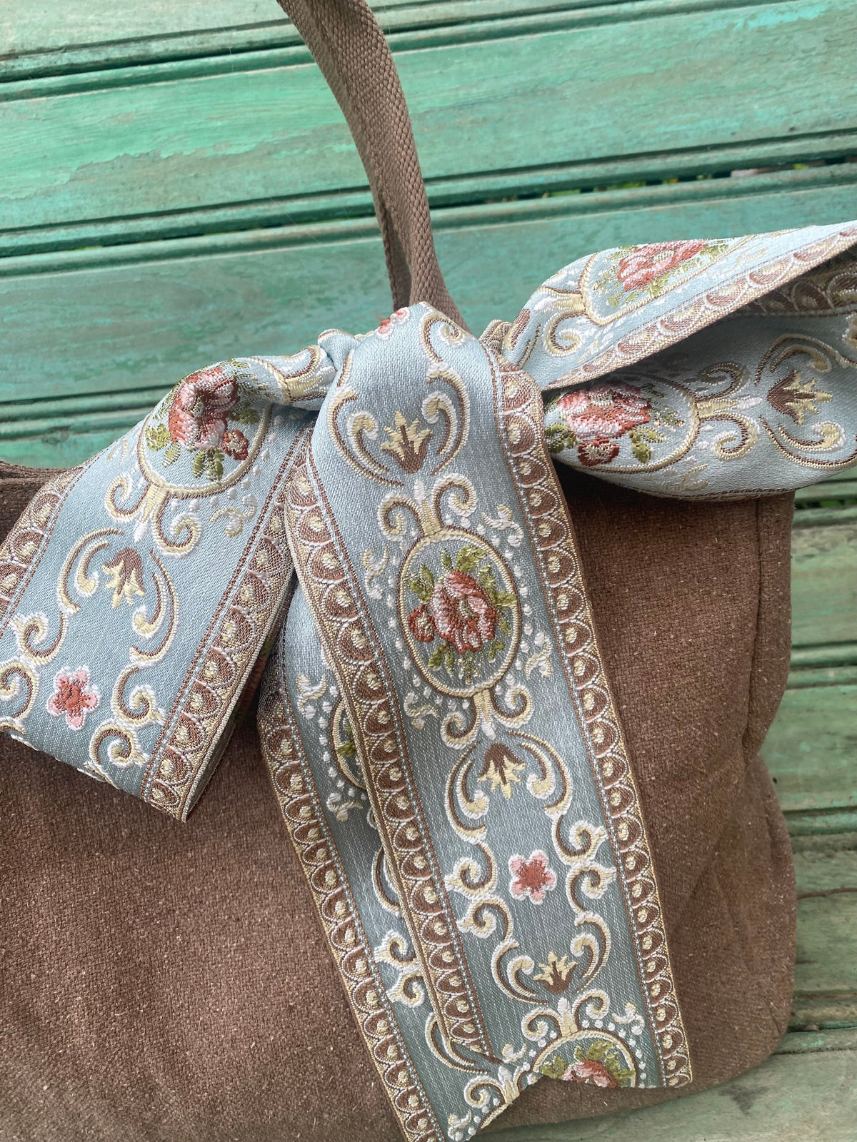 Vintage French Ribbon trim. Pastel Blue - 10 metre length